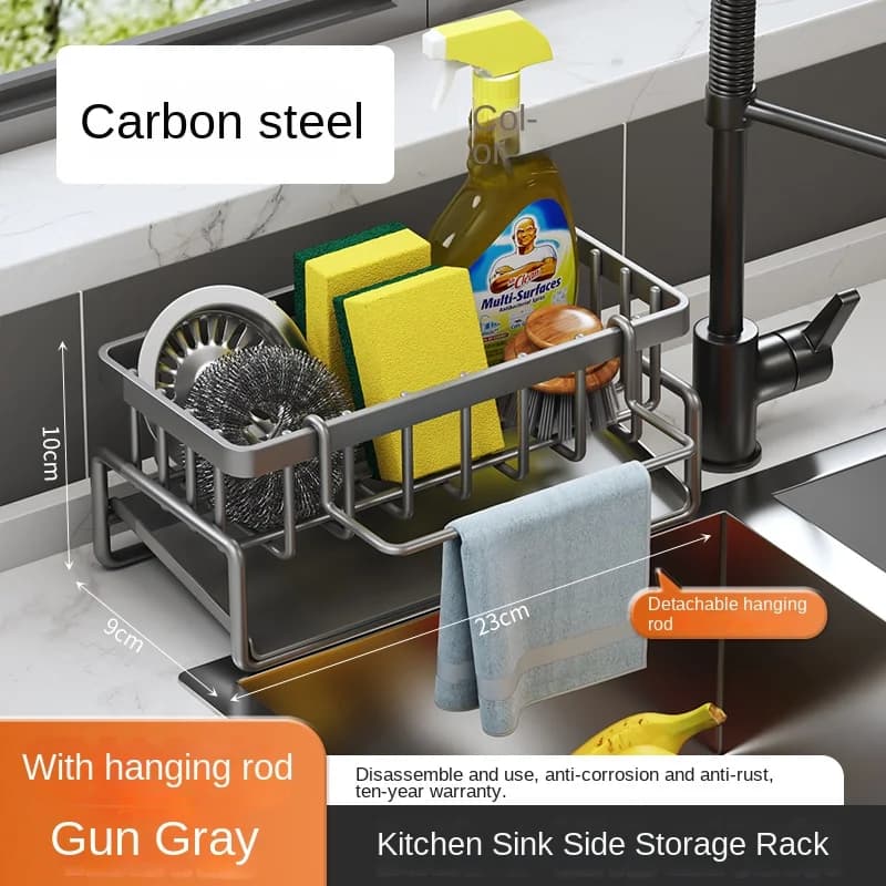 Stainless Steel Kitchen Sink Drainage Rack Sponge Holder Storage Shelf — image 9