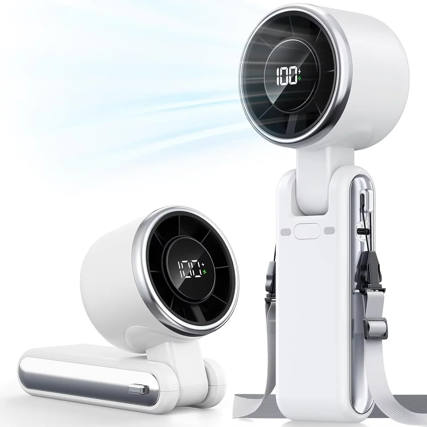 3-in-1 Rechargeable Mini Fan USB Portable Desk Neck Handheld 180° Travel Cooling Fan — image 7