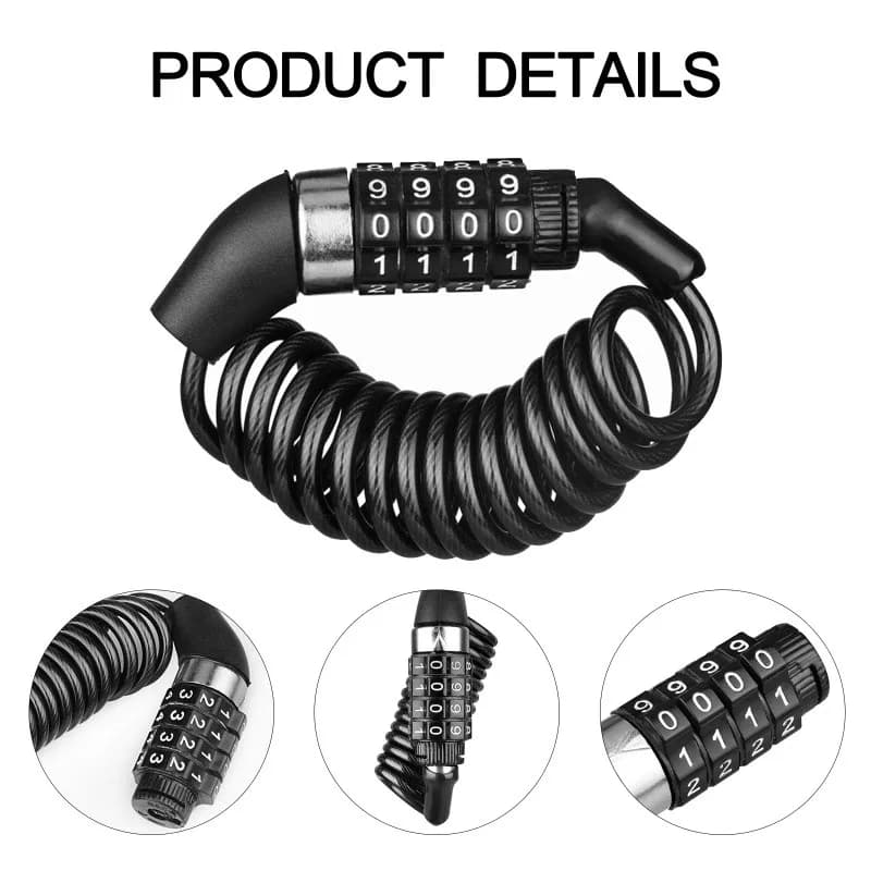 Motorcycle Bicycle Anti-Theft Chain Lock 4-Digit Combination Helmet Lock — image 4