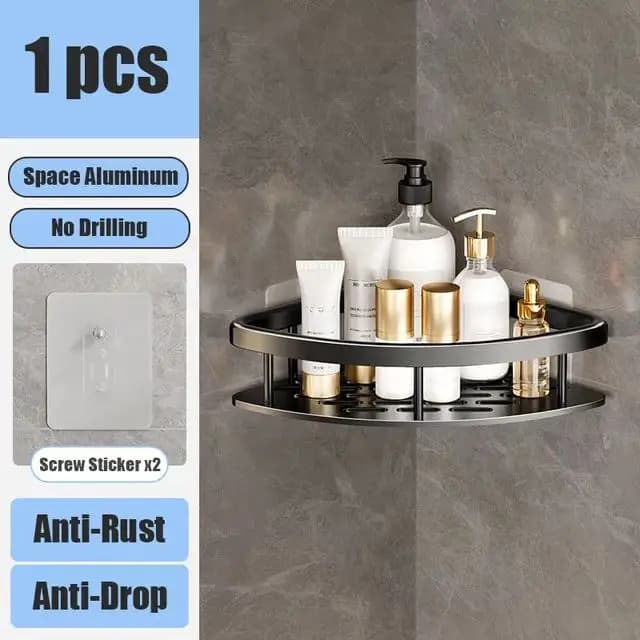 No-Drill Wall Mounted Bathroom Shelf Shower Rack for Shampoo Bottles — image 15