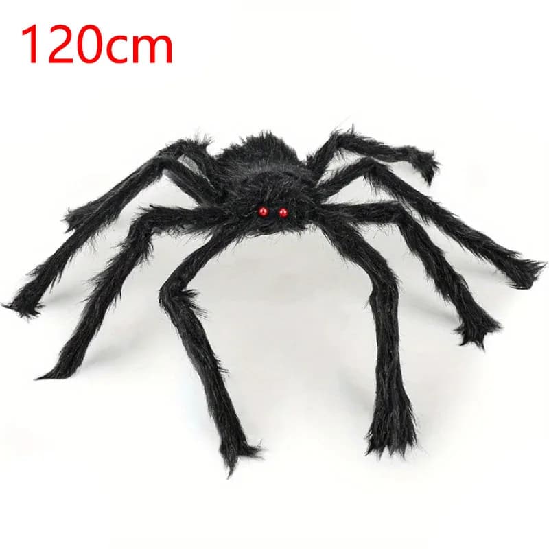 Giant Plush Black Spider 47 Inch Halloween Decoration Web Party Realistic — image 11