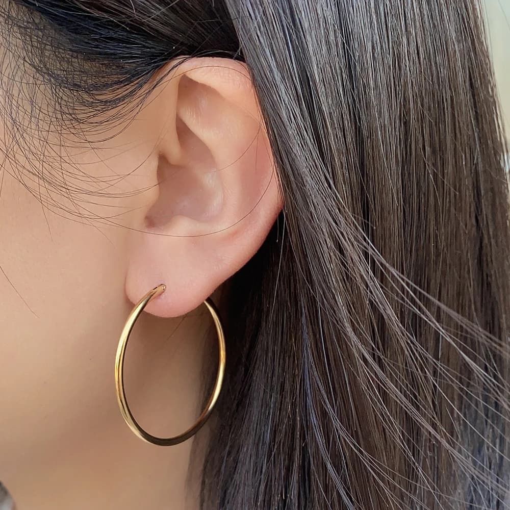 2 Pcs Stainless Steel Round Hoop Earrings Huggie Gold Silver Punk Women Men — image 5