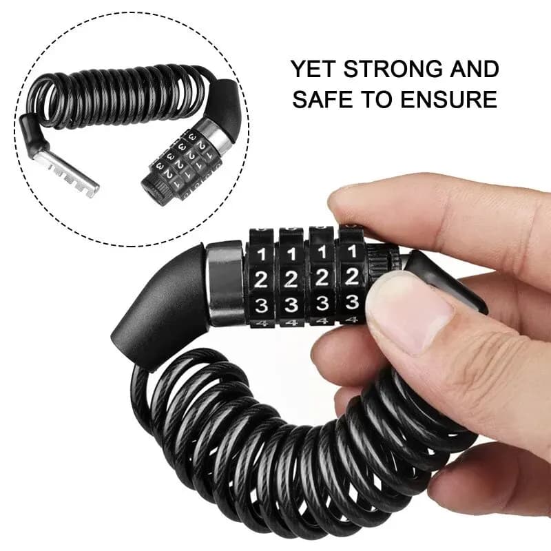 Motorcycle Bicycle Anti-Theft Chain Lock 4-Digit Combination Helmet Lock — image 2