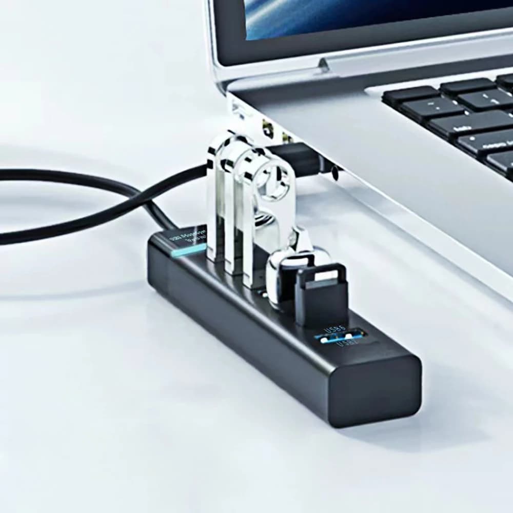 USB 3.0 2.0 Hub Cable Splitter Adapter with DC Power for Laptop Keyboard Disk — image 3