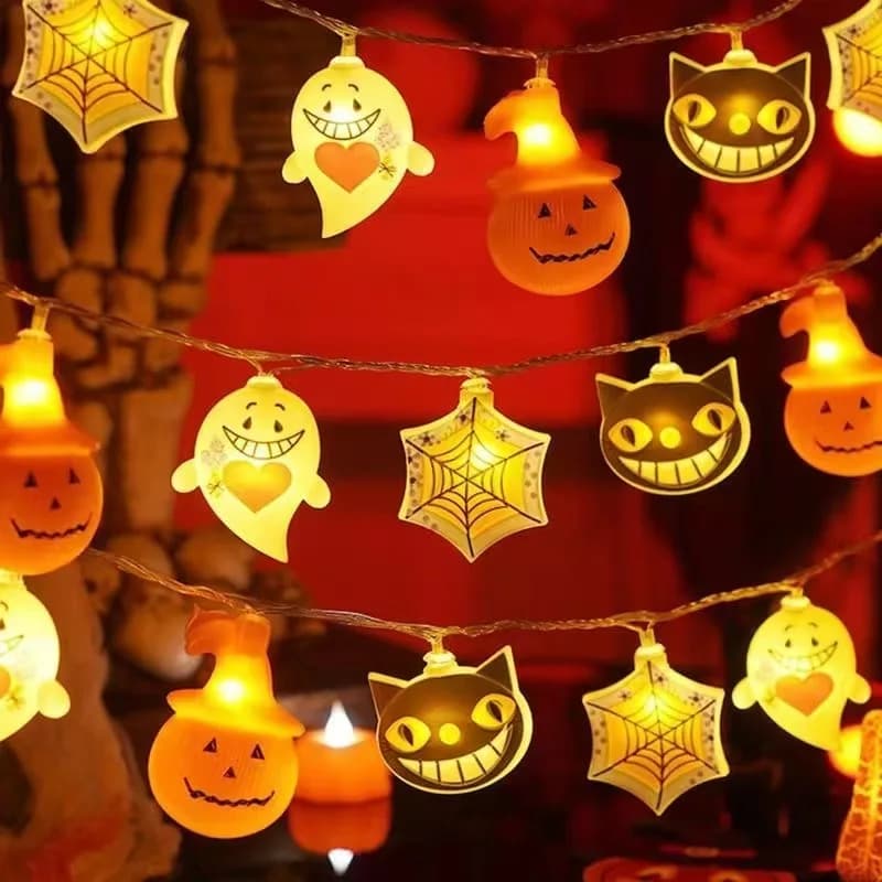 Halloween LED String Lights Pumpkin Ghost Spider Web Hanging Fairy Light Lamp UK — image 9