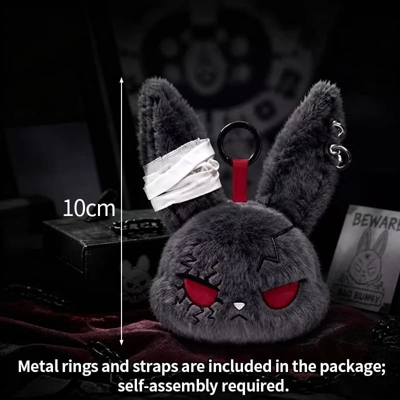 Gothic Bunny Plush Keychain Rabbit Bag Charm Horror Pendant Bandage Dark — image 20