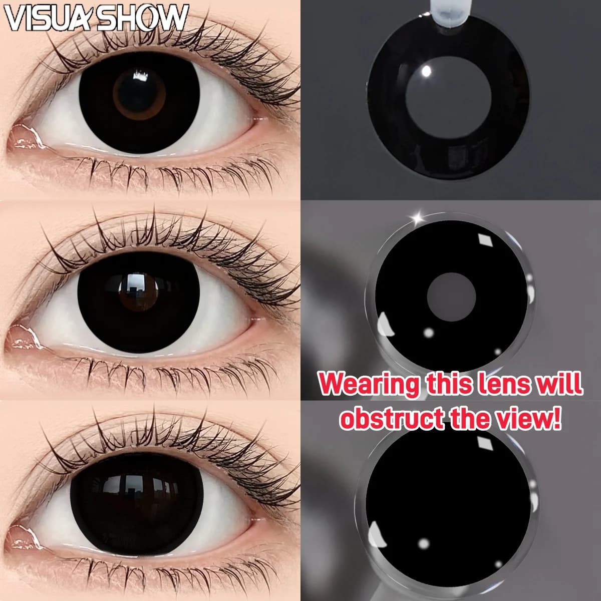 Black Contact Lenses Cosmetic Colour Contacts 2 Pcs Yearly Use — image 2