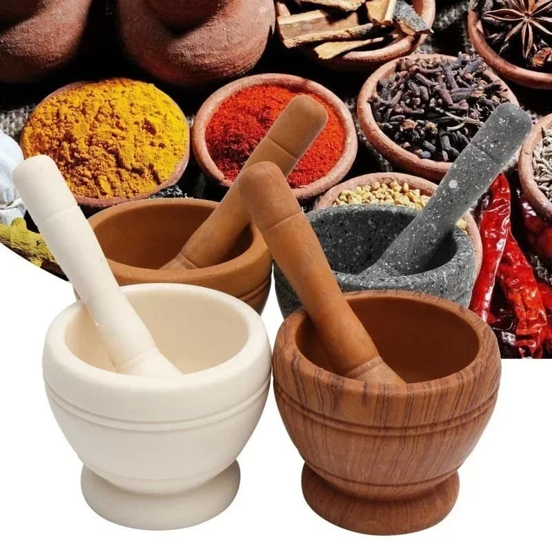 Resin Mortar and Pestle Set Spice Grinder Crusher Bowl Small Kitchen Tool — image 4