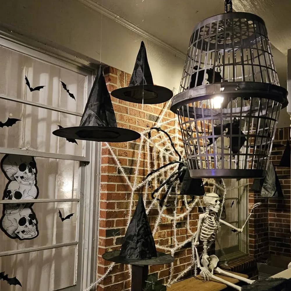 12 Pcs Halloween Black Witch Hats with Rope Hanging Wizard Hats Bulk UK — image 5