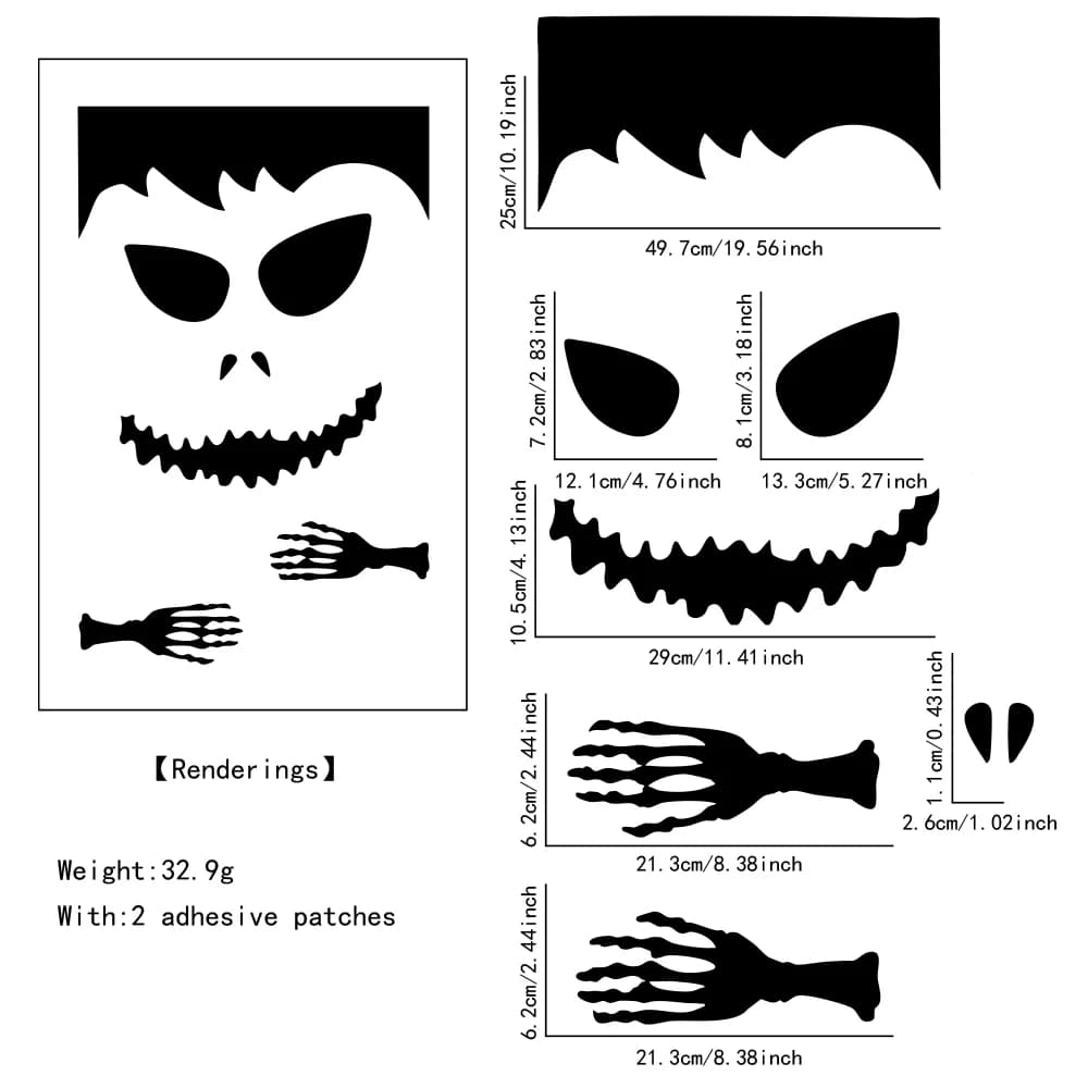 Halloween Window Stickers Door Decor Skeleton Pumpkin Ghost Witch Hand Room — image 10