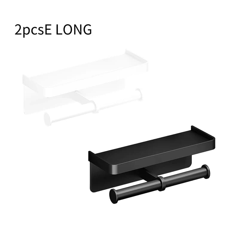 Wall Mounted Toilet Paper Holder Aluminium Alloy Bathroom Roll Shelf with Phone Shelf — image 8