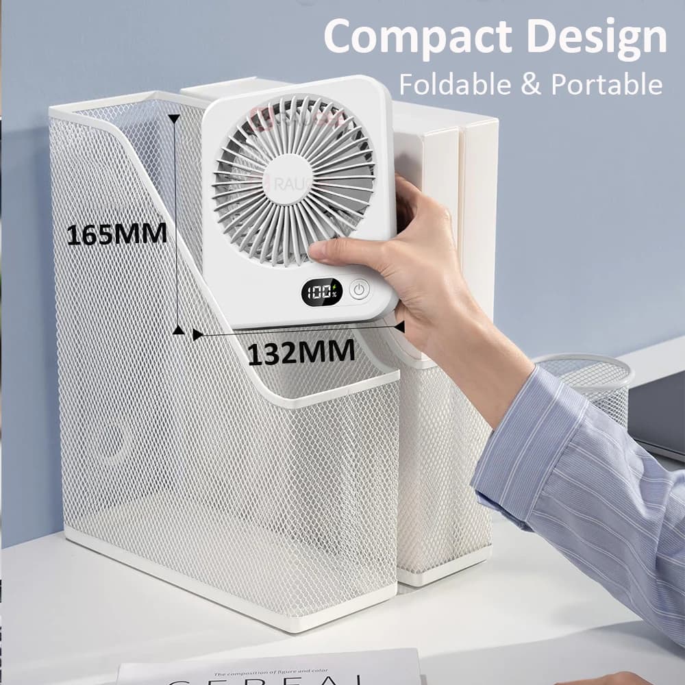 Mini Portable Fan USB Desk Fan Rechargeable 5 Speeds Foldable Small Wall — image 6