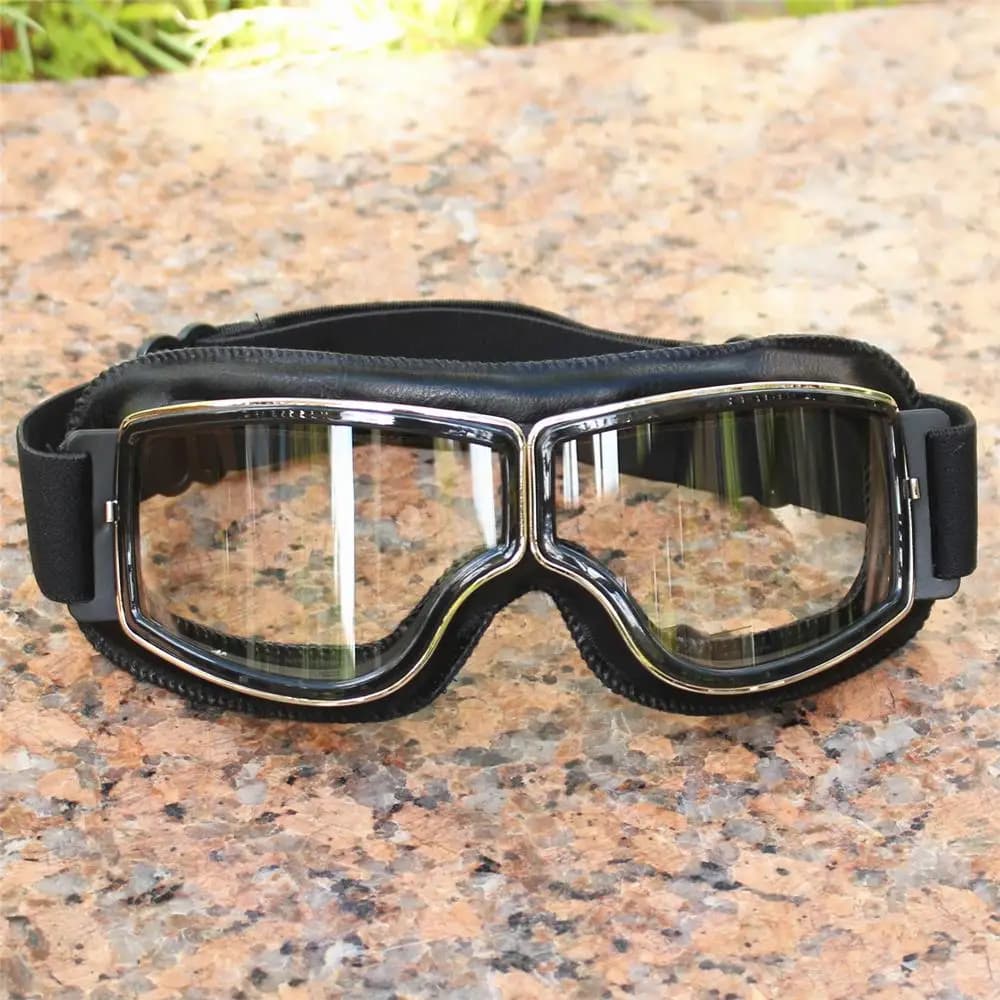 Vintage Motorcycle Goggles Leather Cruiser Folding Glasses Motocross Best Newest — image 9