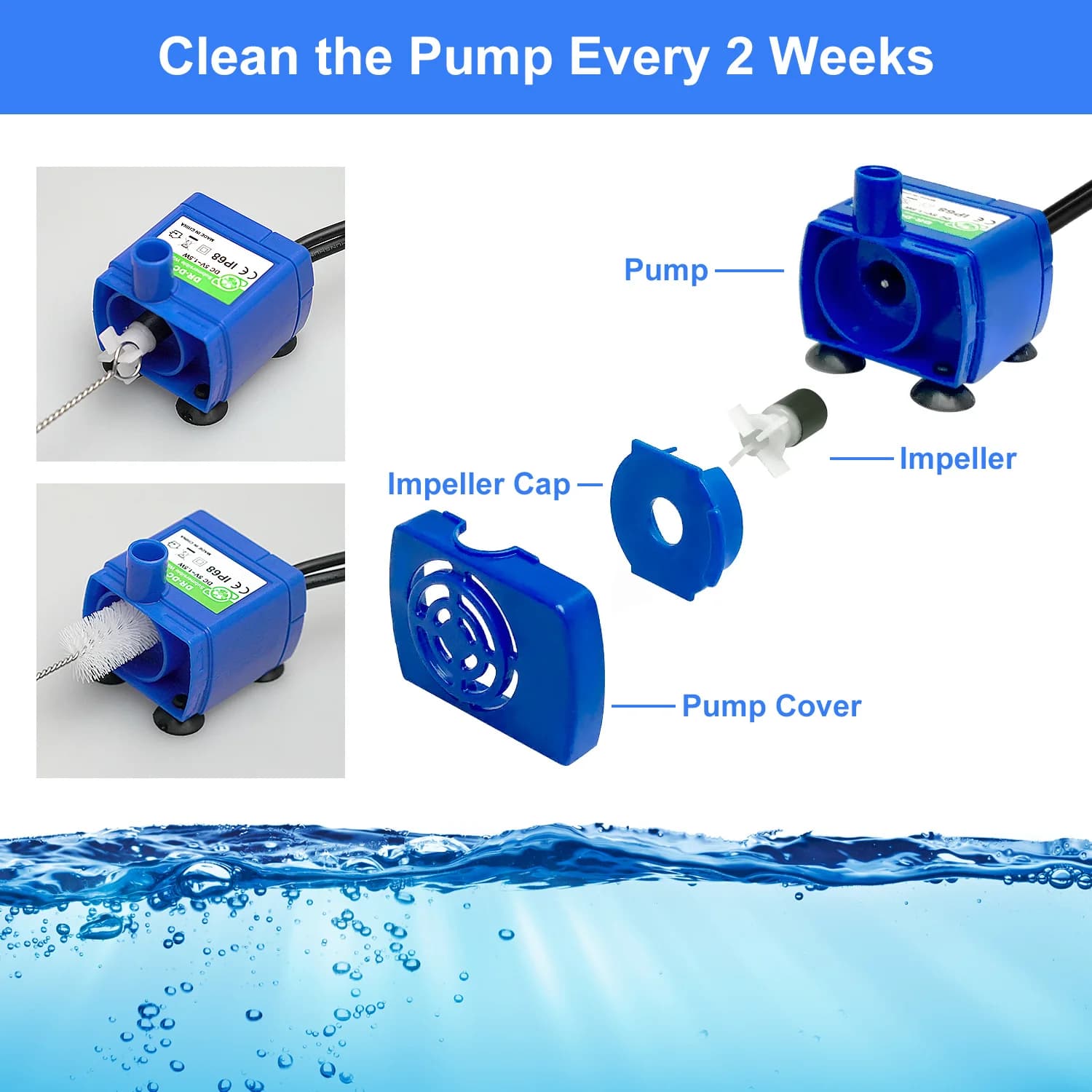 Cat Water Dispenser Pump USB Replacement Submersible Motor New Pet Stainless Pet — image 5