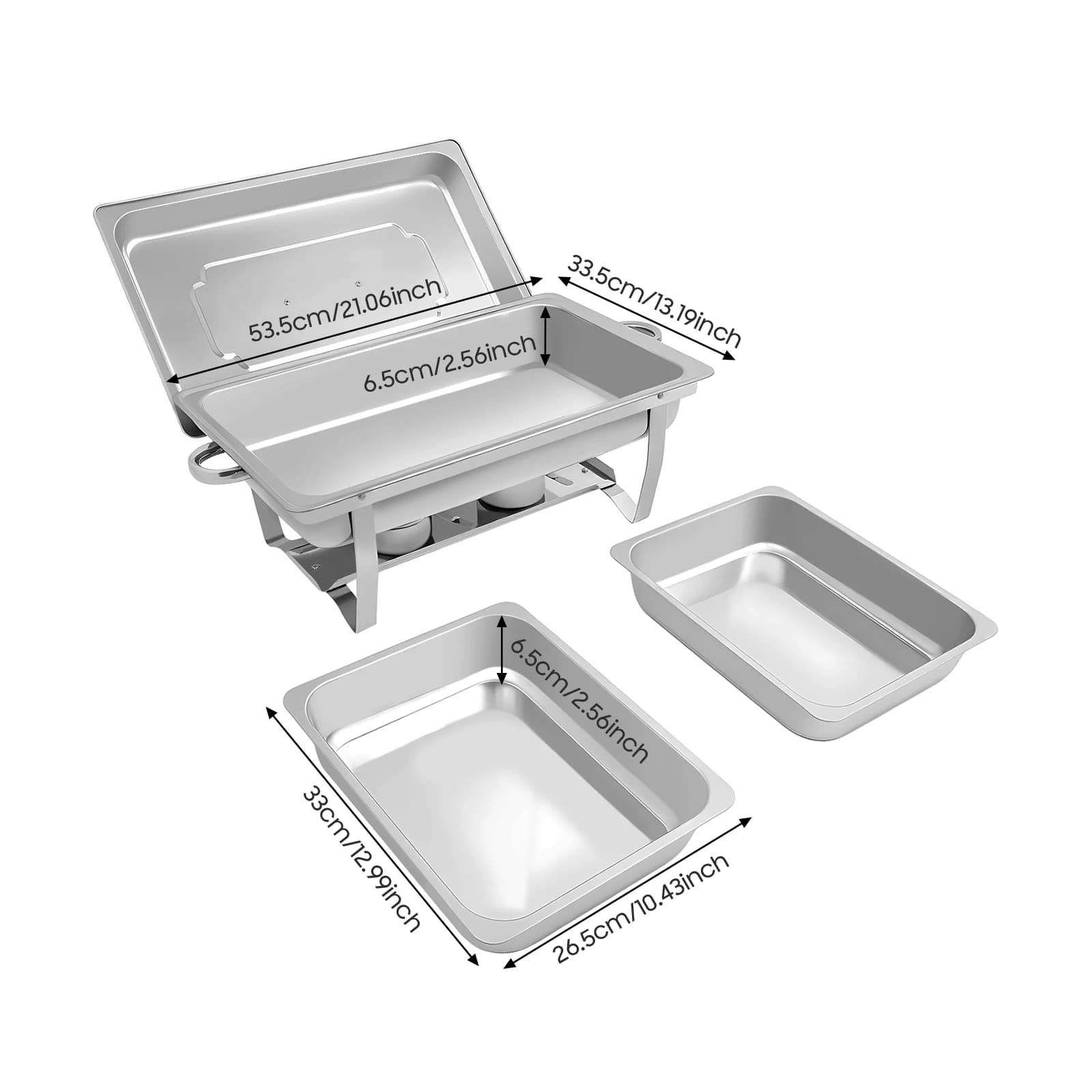 Stainless Steel Chafing Dish Buffet Set Rectangle Foldable Catering New NEWEST U — image 7