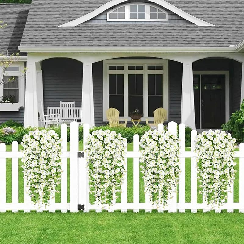 Artificial Morning Glory Hanging Vine Flowers 75cm Faux Plant Decor White | 2 Pcs — image 5