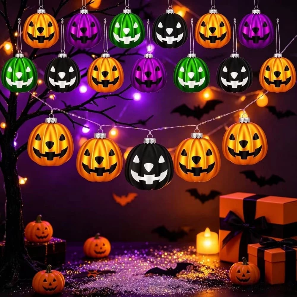36 Pcs Wooden Halloween Pumpkin Pendants Colourful Decoration Props Theme