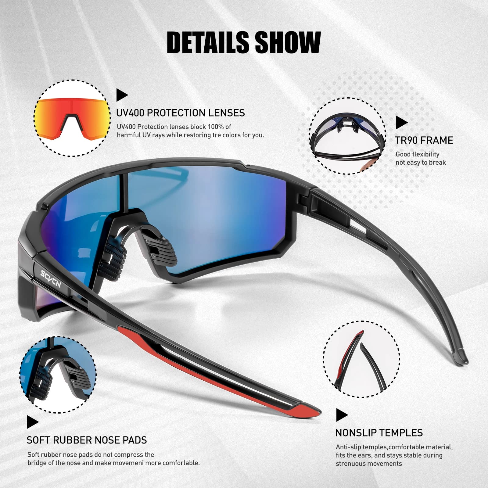 Cycling Sunglasses UV400 Men Women Road Bike Sports Mountain Climbing SCVCN New — image 6