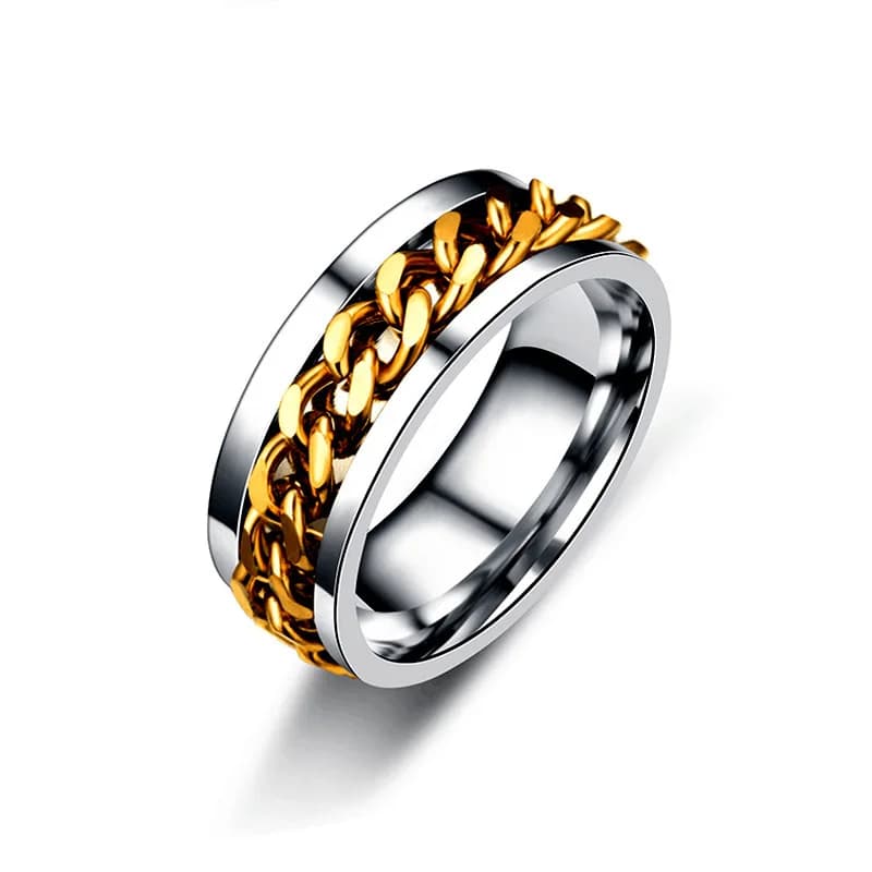 Rotating Stainless Steel Spinner Ring Anti-Anxiety Fidget Punk Couple Ring — image 10