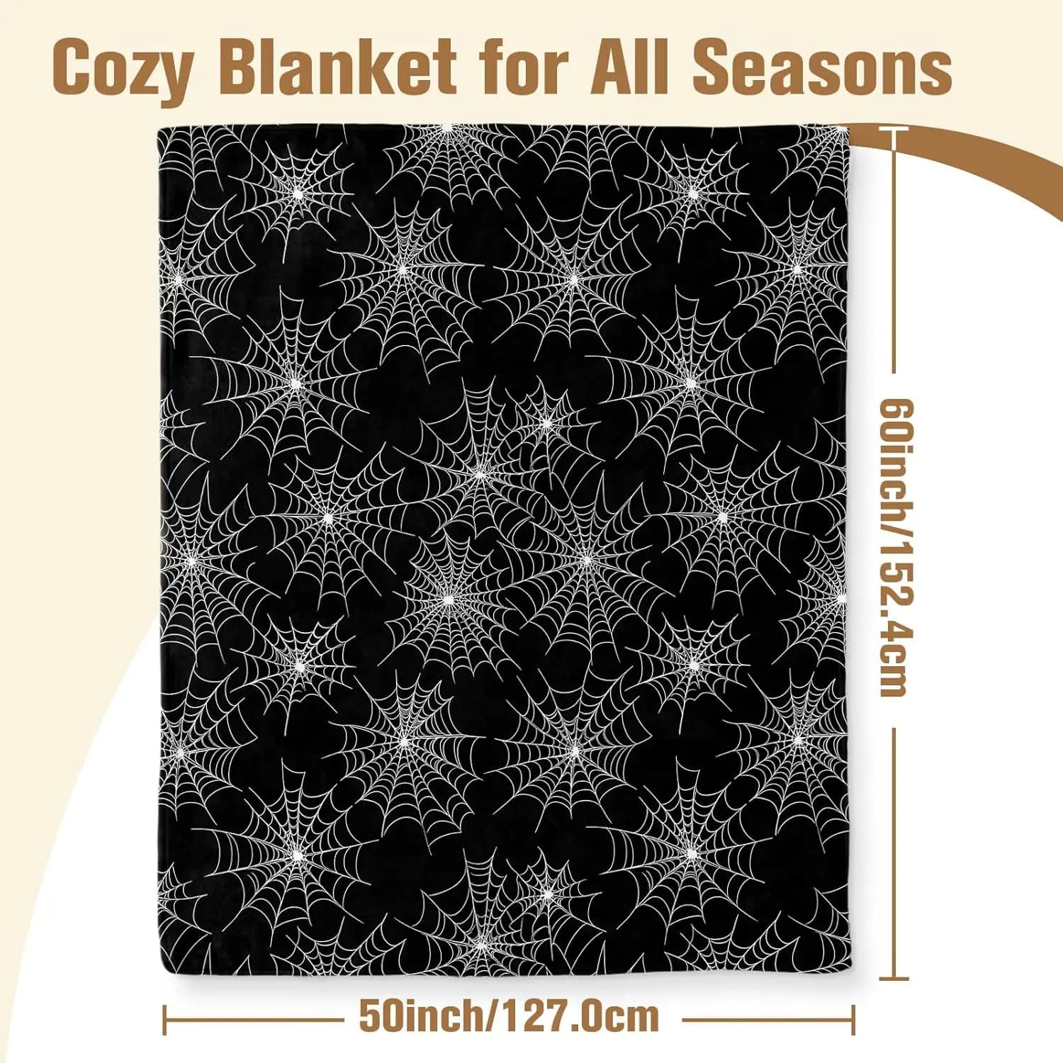 Spiderweb Pattern Throw Black White Gothic Halloween Bedding — image 2