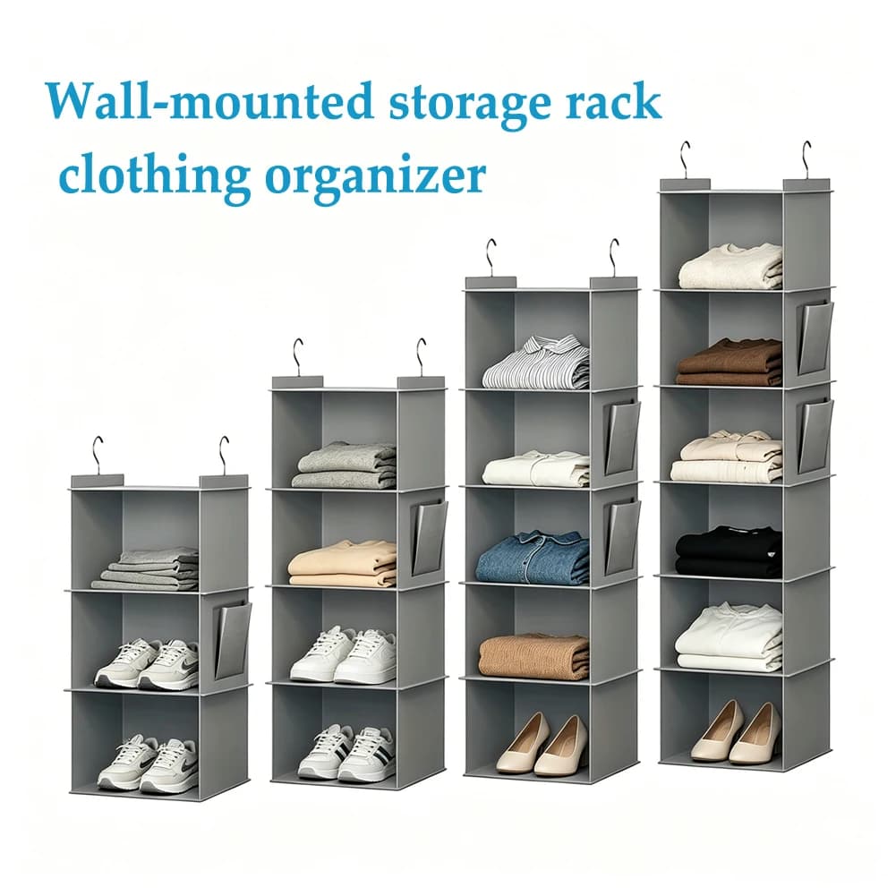Hanging Shelving Wall Mounted Storage Clothing Rack Fabric 3 4 5 6 Grid Sorting