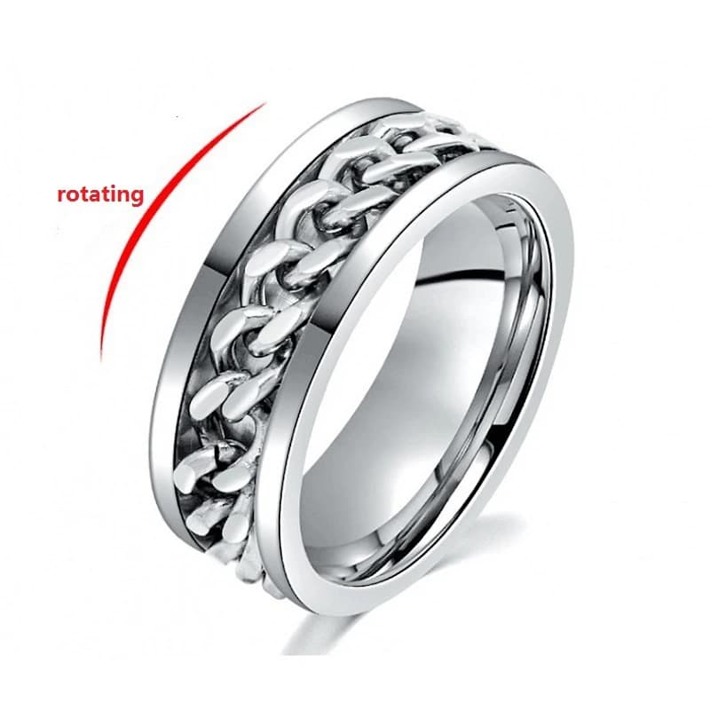 Rotating Stainless Steel Spinner Ring Anti-Anxiety Fidget Punk Couple Ring — image 15