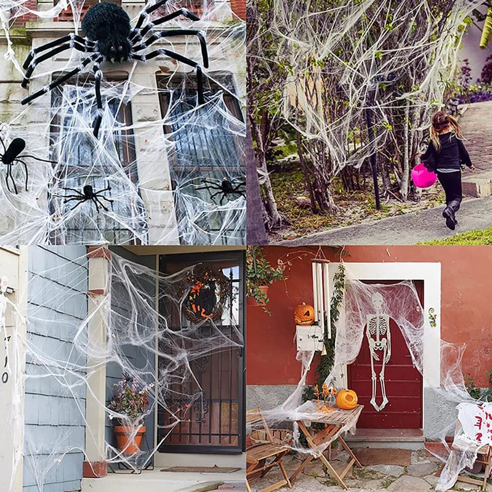 Halloween Decoration Spider Web Artificial Cobweb Stretchy for Horror House — image 3