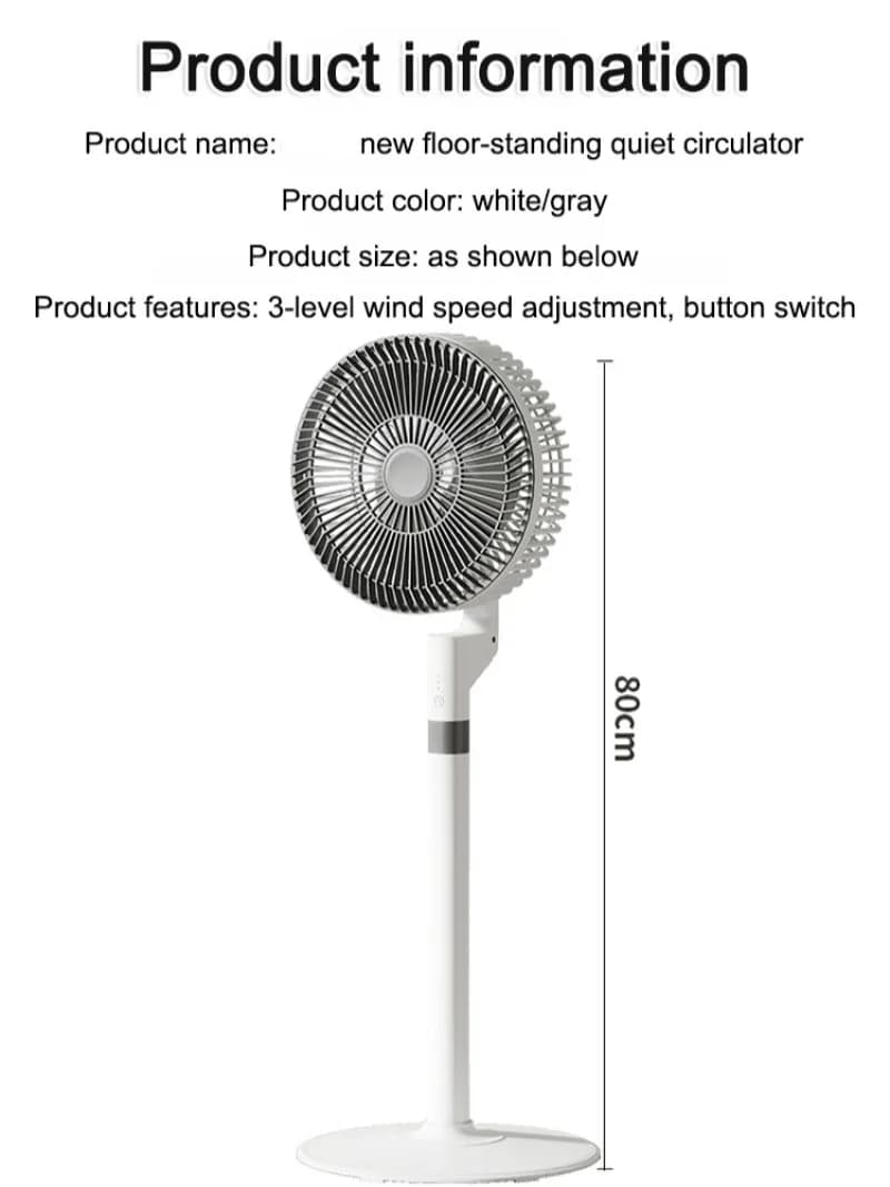 Portable 3D Circulation Fan Desktop Adjustable Speed Quiet Strong Airflow — image 6