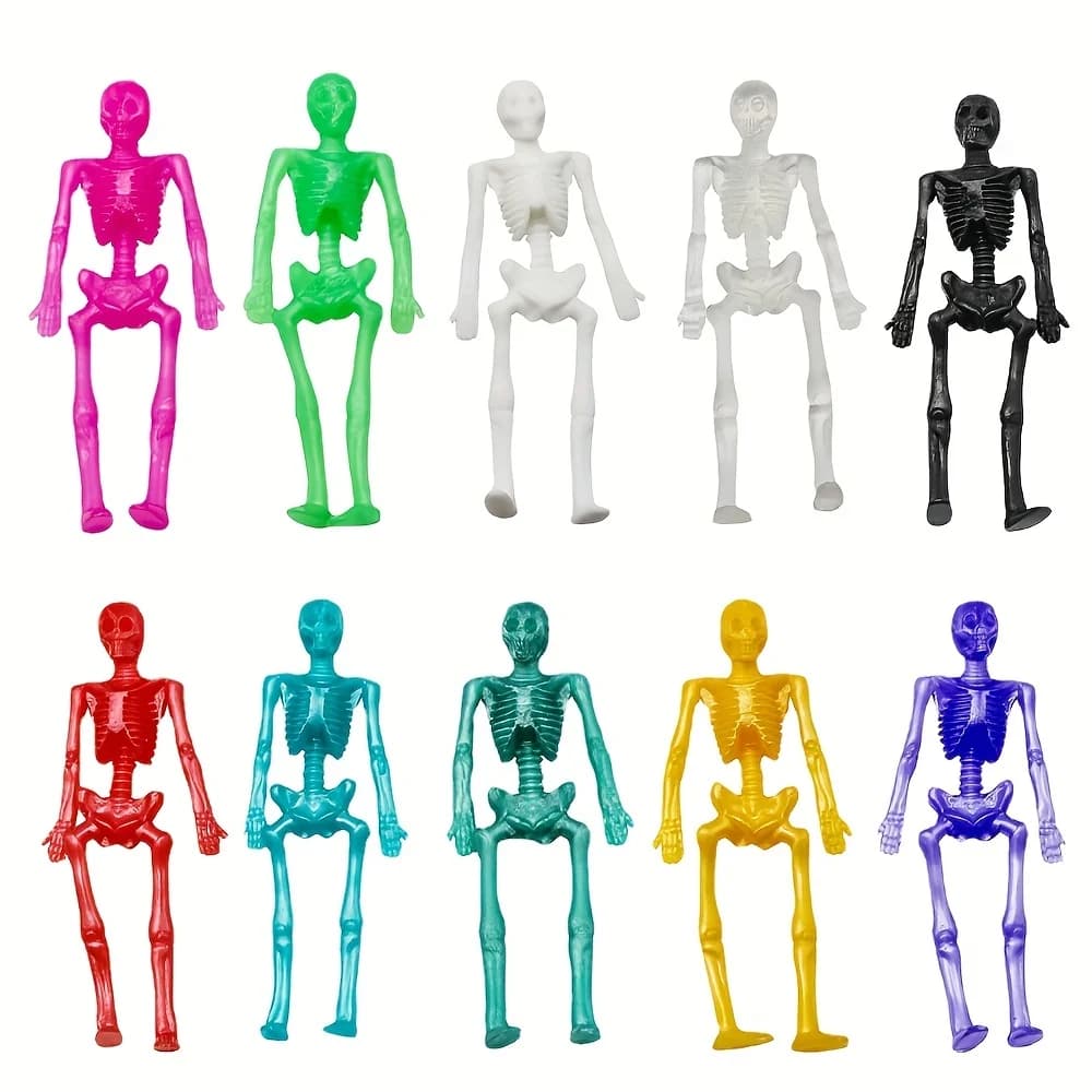 50 Pcs Stretchy Skeleton Sticky Toys Halloween Squishy Skull Party Set — image 3