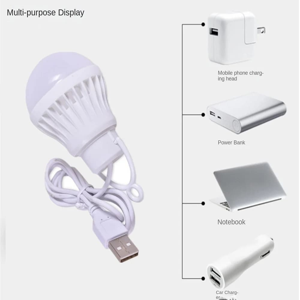 USB LED Camping Lamp Portable Mini Bulb 5V Book Reading Desk Light — image 2