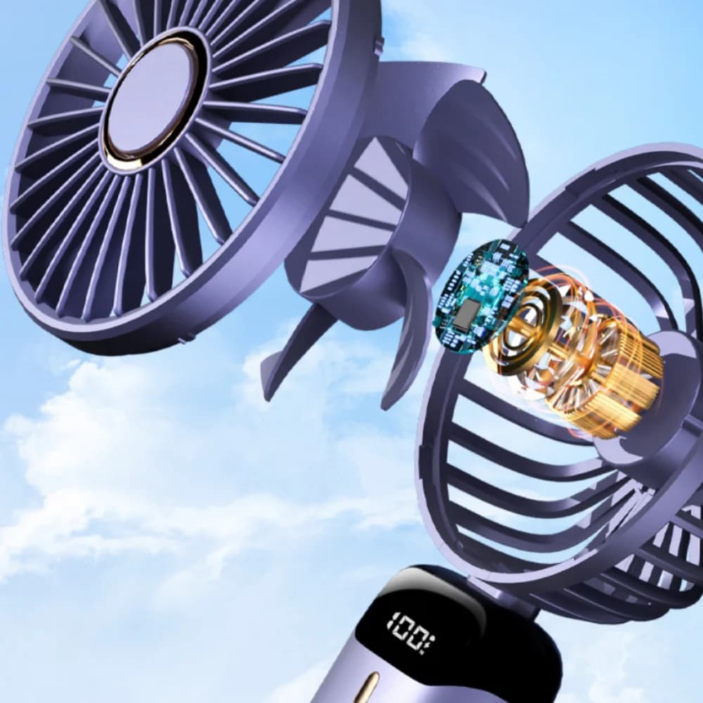 Handheld USB Mini Fan Rechargeable Foldable Portable Fan with Digital Display — image 3