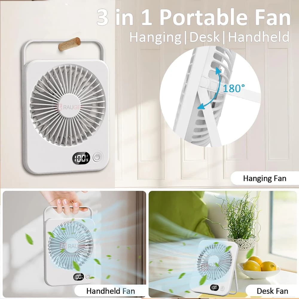 Mini Portable Fan USB Desk Fan Rechargeable 5 Speeds Foldable Small Wall — image 3