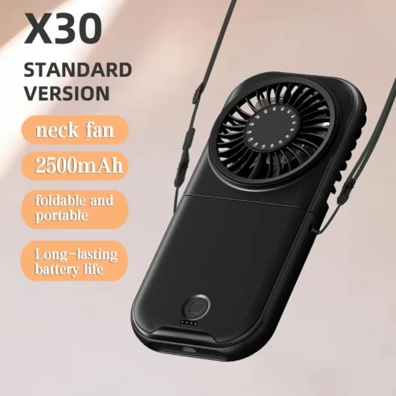 Foldable Neck Hanging Fan Rechargeable Handheld Portable 4 Speed Desk Fan — image 2