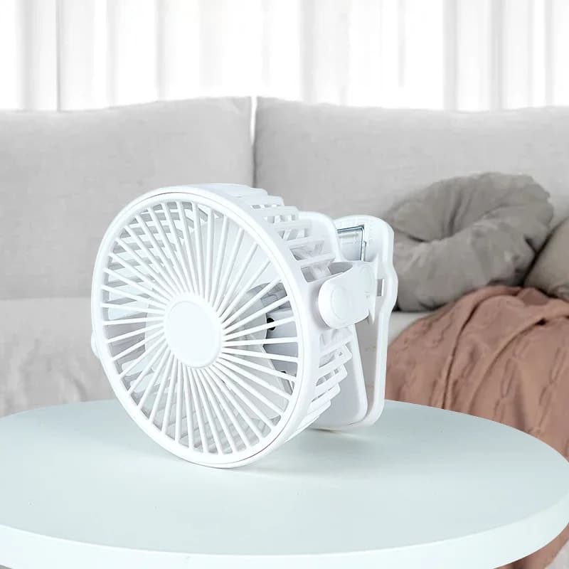 USB Rechargeable Clip-On Table Fan Portable Mini Desk Fan with Night Light — image 6