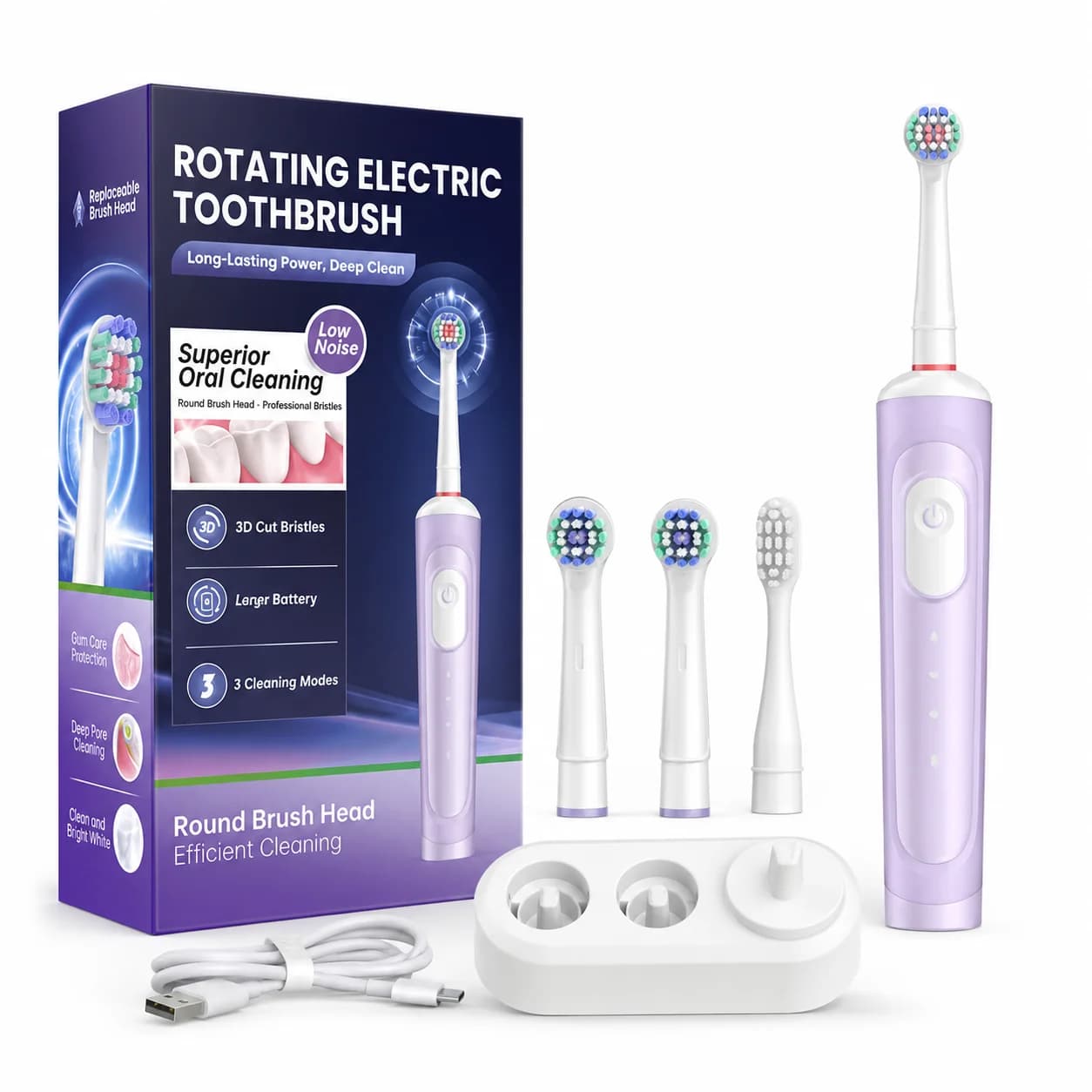 Rotary Electric Toothbrush for Adults 3 Modes IPX7 Waterproof — image 7