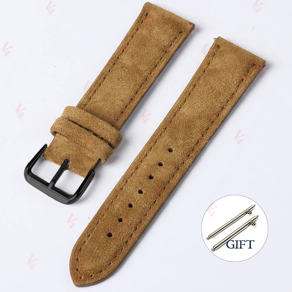 Watch Strap 18mm 19mm 20mm 22mm Suede Cowhide Handmade New Vintage Band Gray for — image 15