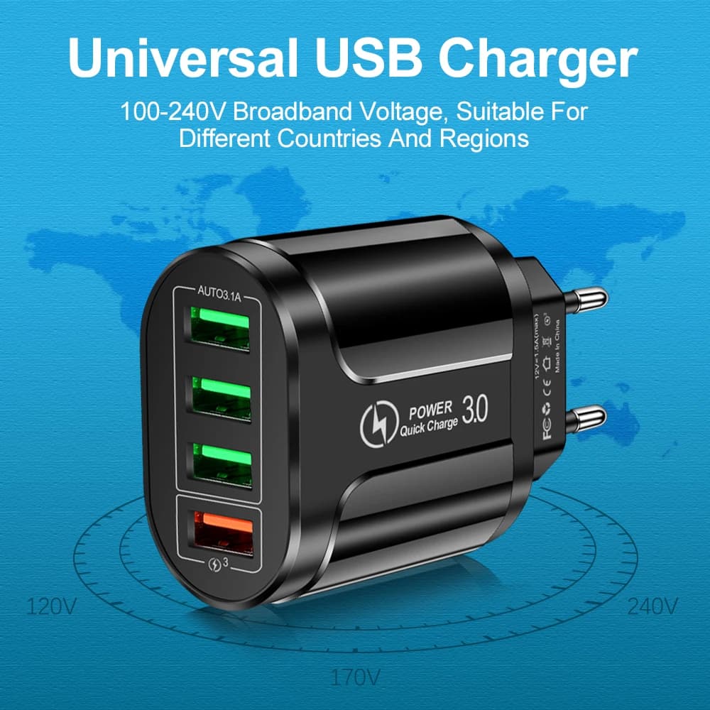 4 Port USB Fast Charger Quick Charge 3.0 48W Wall Adapter for Mobile Phones — image 5