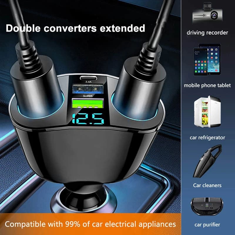 120W QC3.0 Car Charger Dual USB 12V 24V Fast Charging Socket New 1pcs Power For — image 2
