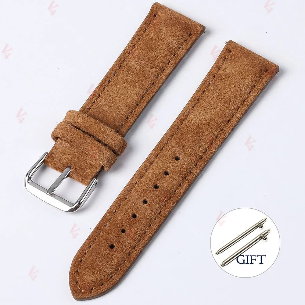 Watch Strap 18mm 19mm 20mm 22mm Suede Cowhide Handmade New Vintage Band Gray for — image 7