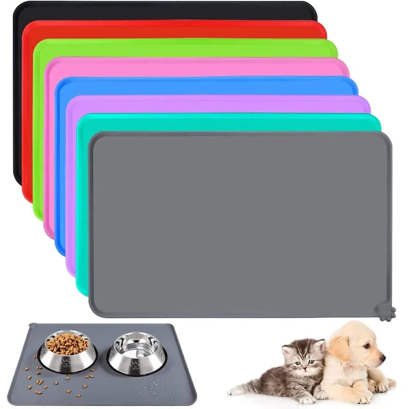 Silicone Dog Bowl Mat Waterproof Non-Stick Food Feeding Pad Puppy Placemat Pet U — image 2