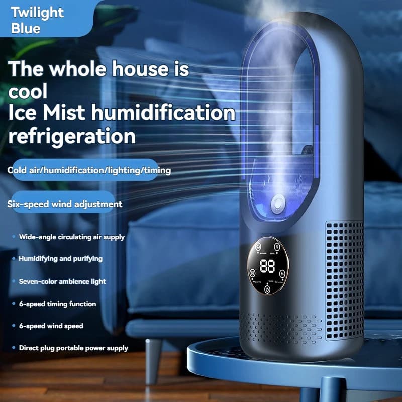 Mini Air Cooler USB Fan Humidification Cooling 6 Speed LED Light Silent Wind — image 7