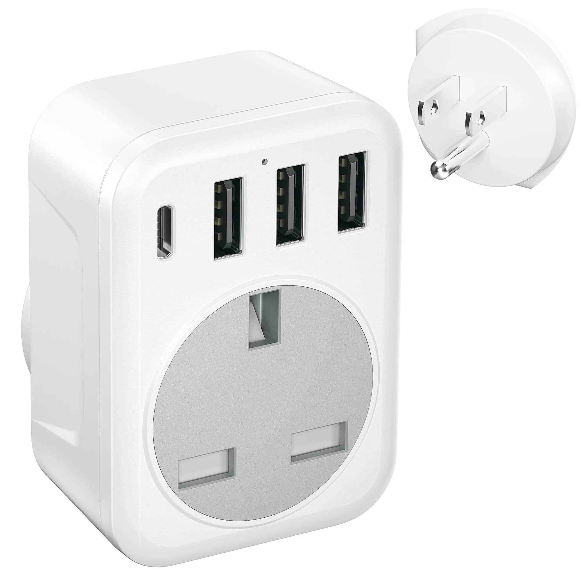 Travel Plug Adapter UK To US Multi Socket 4 USB Switched Extension New Mscien UK