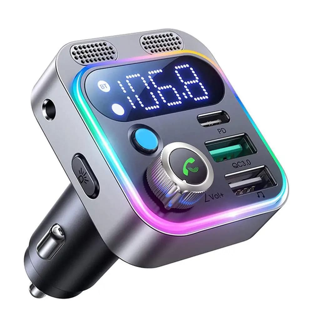 LED Bluetooth 5.0 FM Transmitter Car Charger 48W PD QC3.0 New With Strong Dual U — image 9