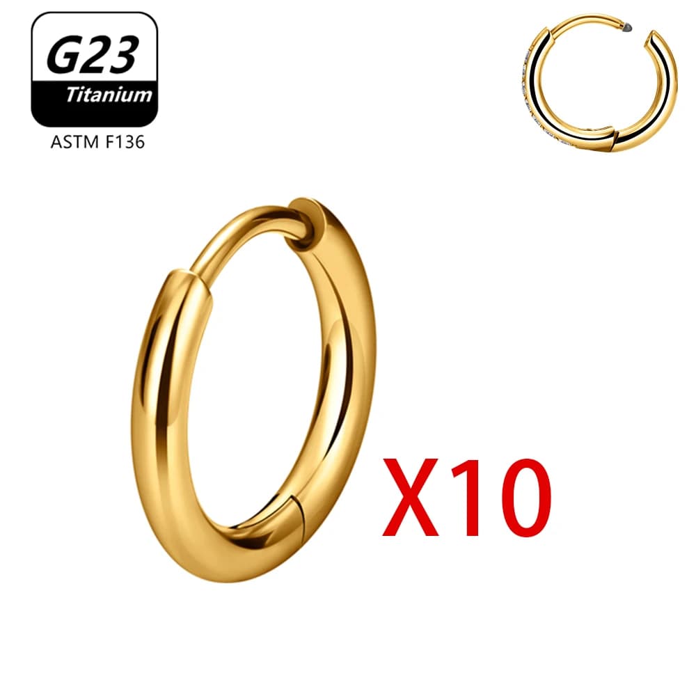 10 Pcs G23 Titanium Hoop Earrings Nose Ring ASTM F136 Body Jewellery — image 12
