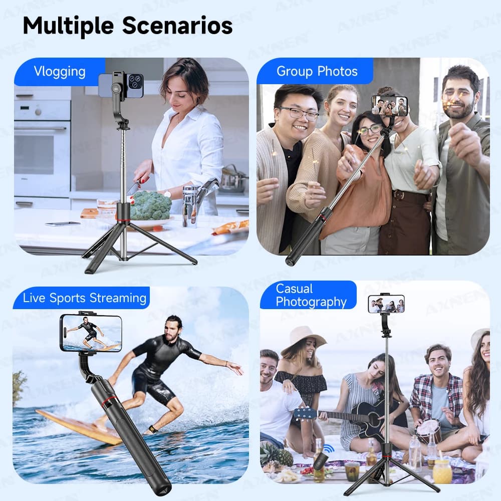 Selfie Stick Tripod Bluetooth Remote 6-Section Extendable Phone Vlog New F15 360 — image 6