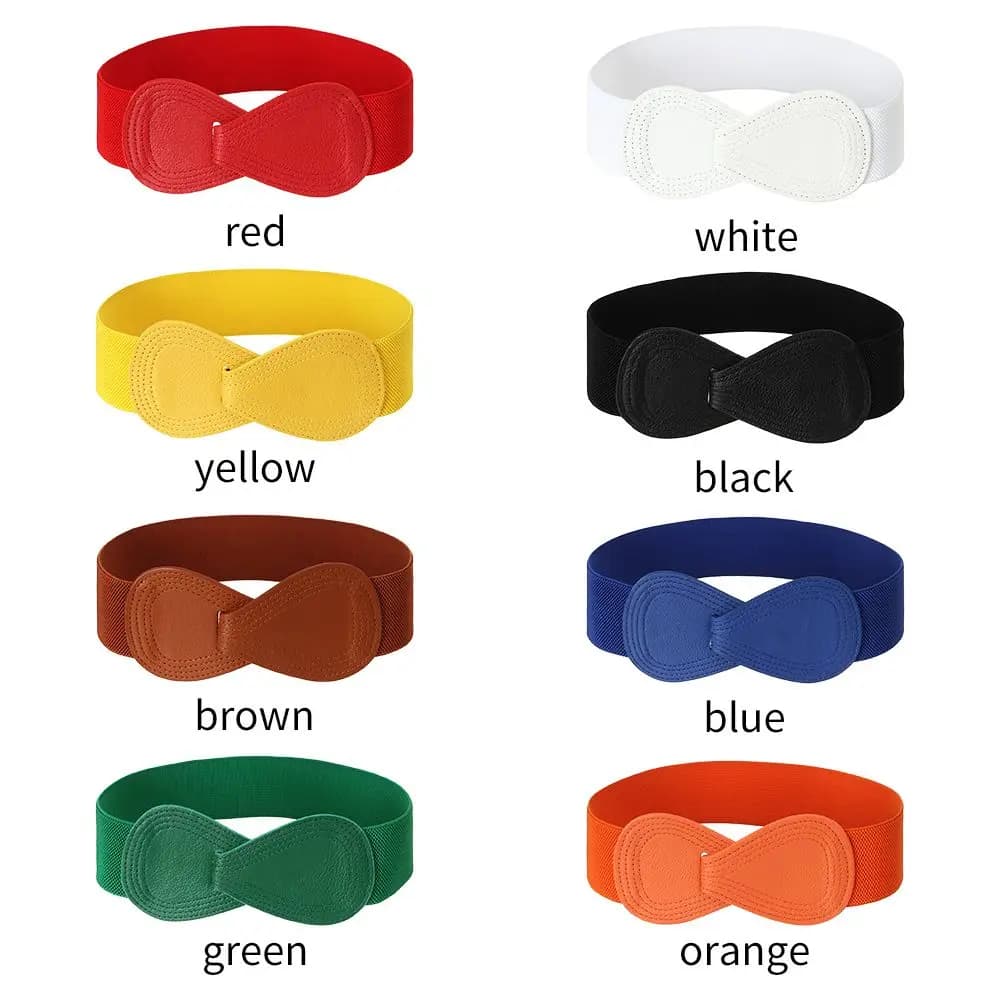 Women's Elastic Stretch Waistband Bow Belt for Dress Coat Decorative Fashion Belt — image 5