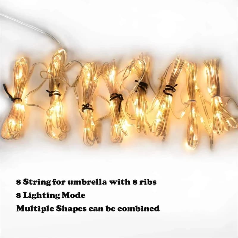 LED String Lights Patio Umbrella 8 Mode Remote Control Solar New Lighting with U — image 3