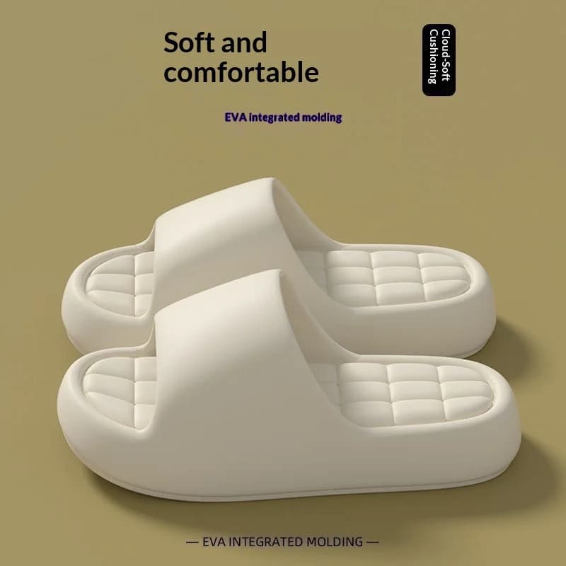 Unisex Bathroom Slippers Cloud Cushion Slides Summer Flat Sandals Thick for Men — image 6