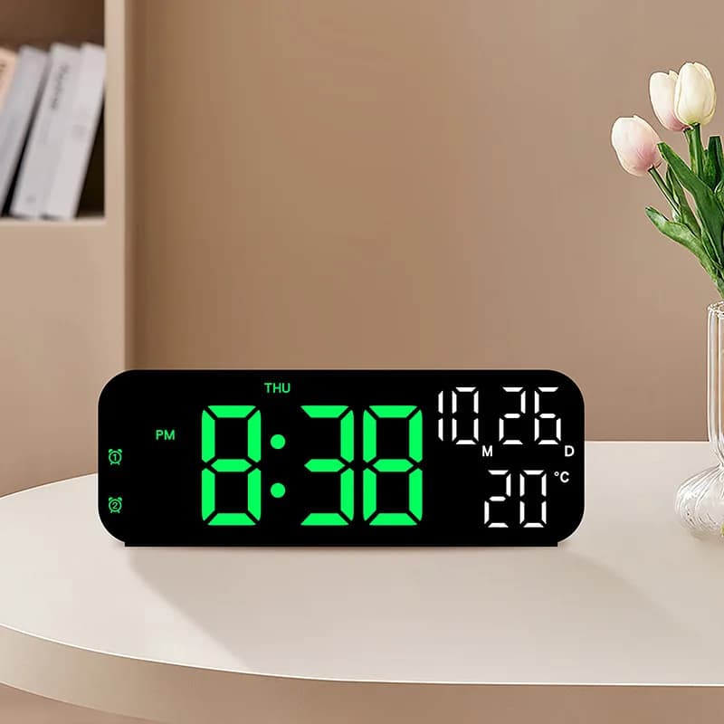 Digital Alarm Clock LED Display Temperature Date Week 12/24H Wall & Night — image 4
