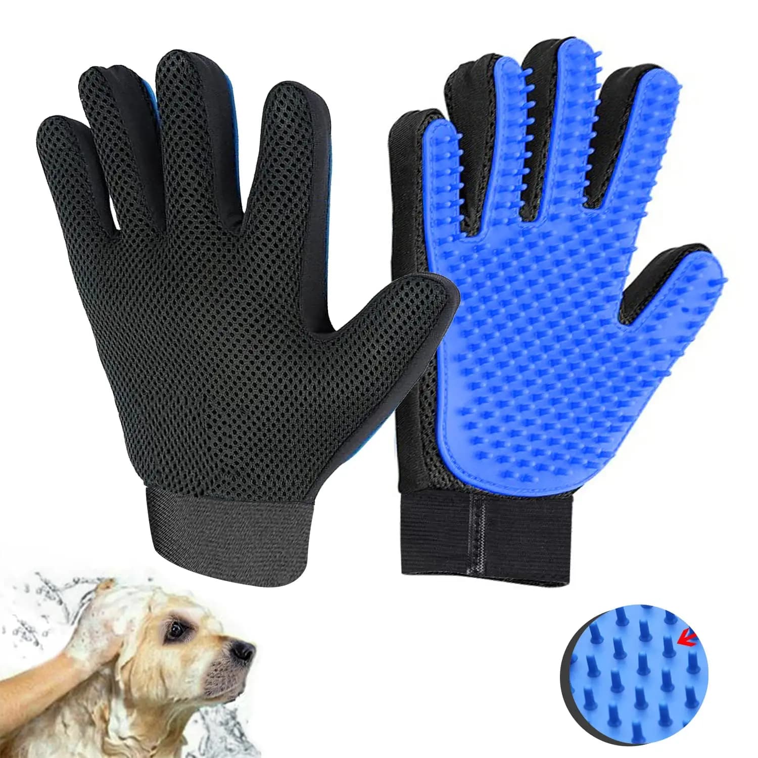 Pet Hair Remover Gloves Cat Dog Grooming Deshedding Brush New For Effective Bath — image 2